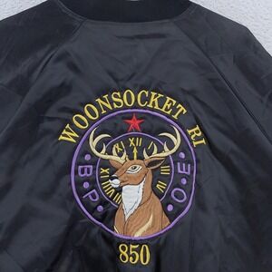 Vtg Woonsocket Rhode Island Elks Lodge Satin Bomber‎ Jacket Large BPOE 850 Ralph